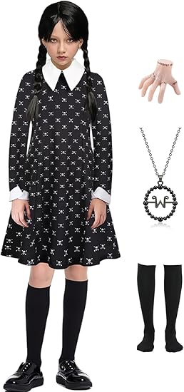 Girls Black Dress for Halloween Costumes Kids Family Party Dress Up Birthday Outfits