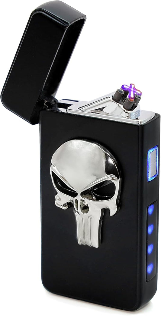 Rolls Electric Lighter - Stocking Stuffers - Gifts for Men - Cool Lighters - Electric Lighters Rechargeable - Mens Gifts - Skull Lighter - Birthday Gifts for Men - (Silver Skull)