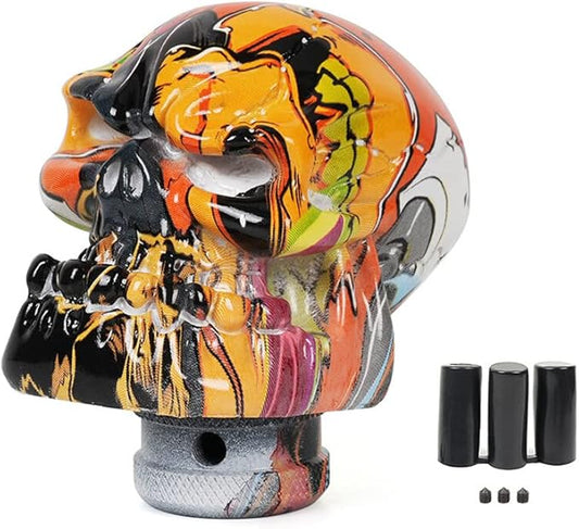 ikasus Car Shift Knob Creative Skull Shift Knob Universal Skull Head Gear Shift Knobs Auto Shift Lever Head Shift Handle Knob Vehicles Modification Accessories Automobile Interior Accessories Orange