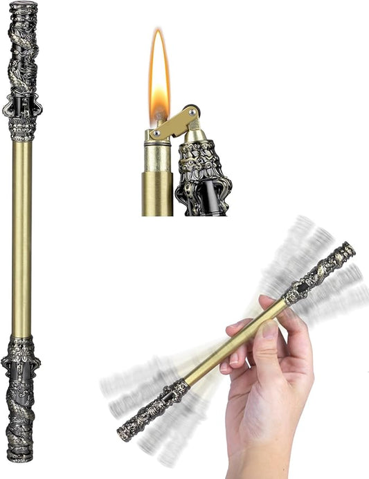 SOMGEM Cool Black Myth Wukong Lighters, Vintage Wukong Pipe Lighter Fluid Refillable, Funny Kerosene Trench Lighter Spinning Pen, Unique Lighters Collection Gift & Novelty Sun Wukong Staff