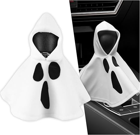 Ghost Car Gear Shift Cover,Funny Halloween Gear Shift Knob Cover for Protection & Halloween Car Decor,Universal Soft Cars Shifter Covers Funny Cars Accessories for Most Vehicles