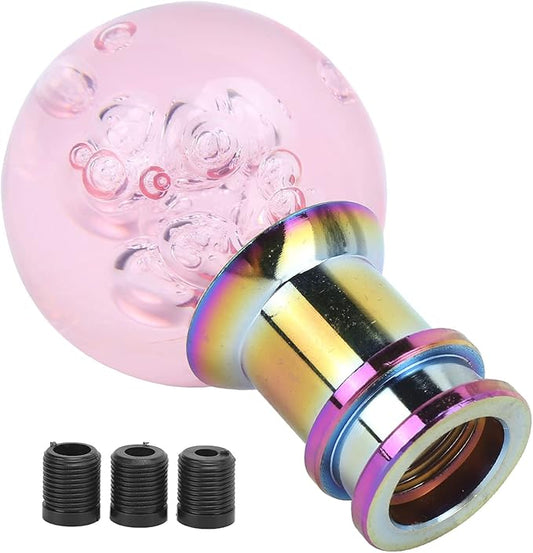 Aramox Universal Manual Gear Shift Knob, Crystal Bubble Acrylic Design with 3 Adapters, 8mm/10mm/12mm Thread Size