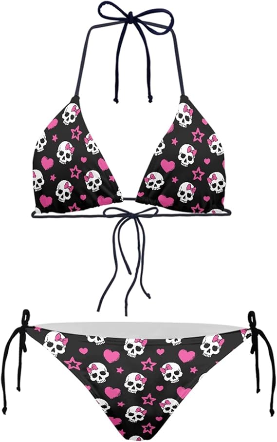 Women's High Waist Halter Bikini Set Two Piece Swimsuits Triangle Bikini Sets