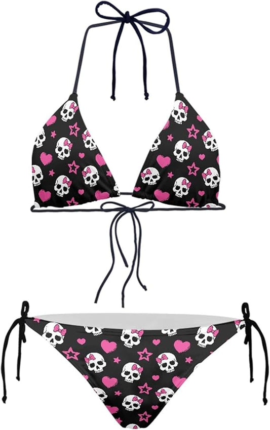 Women's High Waist Halter Bikini Set Two Piece Swimsuits Triangle Bikini Sets