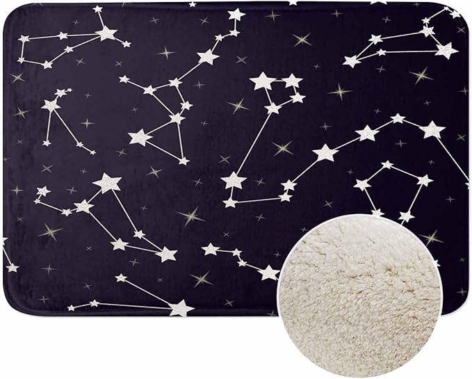 Stars Bath Rugs Beautiful Cosmic Space Microfiber Bathroom Mat Soft Plush Shaggy Shower Mat for Bathroom Fluffy Comfortable Water Absorbent Carpet Non-Slip Machine Washable 16"X24"