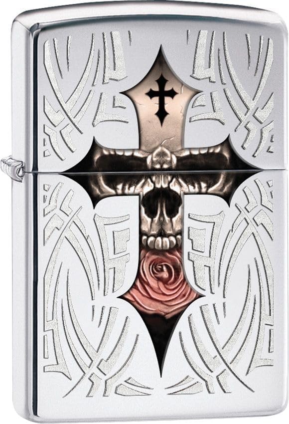 Personalized Zippo Lighter Skull Wind Proof Lighter - Free Engraving - Christmas, Halloween & Valentines Day Gift (Skull Cross)