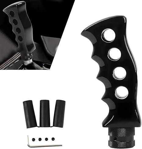 Eratus Pack-1 Car 1.96" x 4.72" Manual Gear Lever Head, Personalized Knife Handle Decorative Shift Knob with M8/M10/M12 Adapter, Easy-Grip Four-Finger Gear Shift Head, Universal for Cars (Black)