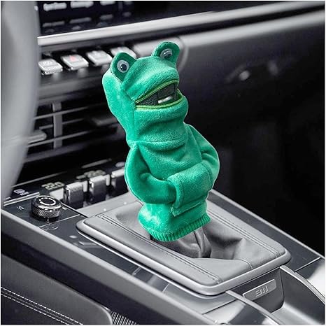 Car Gear Shift Cover, Funny Frog Hoodie Winter Warm Car Shift Knob Protector, Non-Slip Cute Automotive Interior Shifter Stick Decorative Accessories, Universal for SUV RV Truck