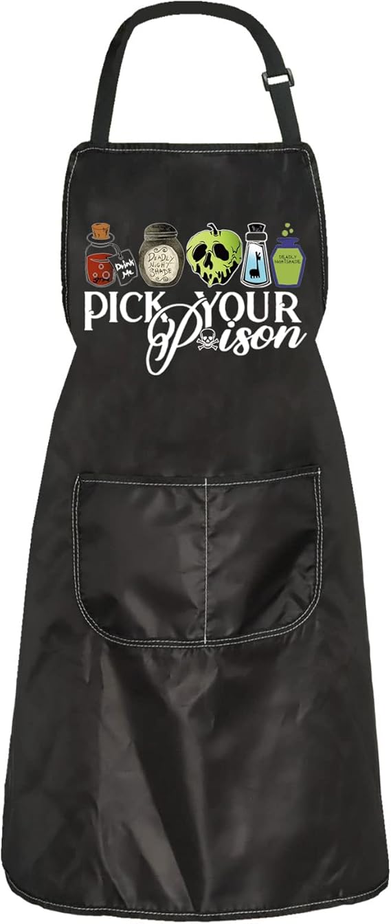ZJXHPO Evil Queen Cooking Apron Pick Your Poison Apron For Cook Baker Chef Halloween Party Gift