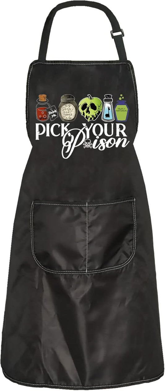 ZJXHPO Evil Queen Cooking Apron Pick Your Poison Apron For Cook Baker Chef Halloween Party Gift