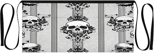 Gothic Skull 3-Pocket Server Apron Professional Waist Apron for Waitress, Bartender & Restaurants, Water-Resistant Half Apron for Men Women