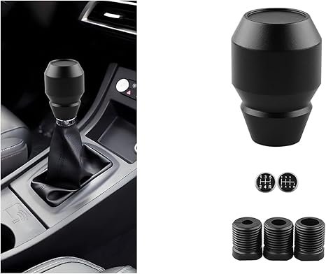 Car Shift Knob, Aluminum Alloy Manual Automatic Vehicle Gear Shifter Knob, 5 6 Speed Automotive Gear Lever Stick Shift Handle Replacement Accessories, Universal for SUV, Sedan, Truck (Black)