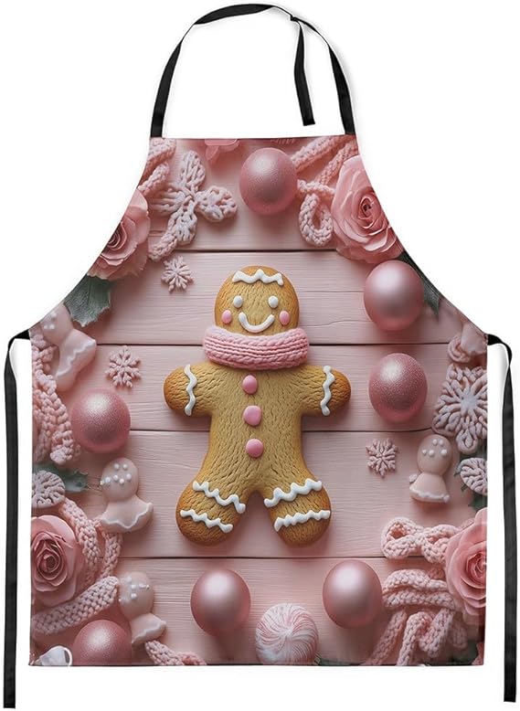 Castle Fairy Merry Christmas Chef Apron 31"x26" Gingerbread Man Xmas Gift Aprons for Cooking Gardening