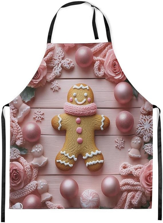 Castle Fairy Merry Christmas Chef Apron 31"x26" Gingerbread Man Xmas Gift Aprons for Cooking Gardening