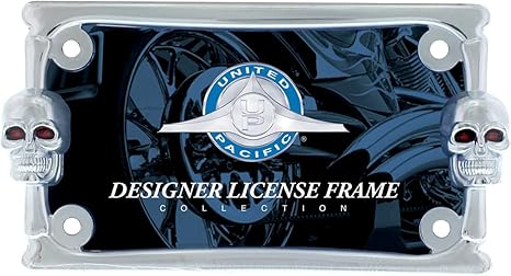 United Pacific 50075 Chrome Skull Motorcycle License Plate Frame