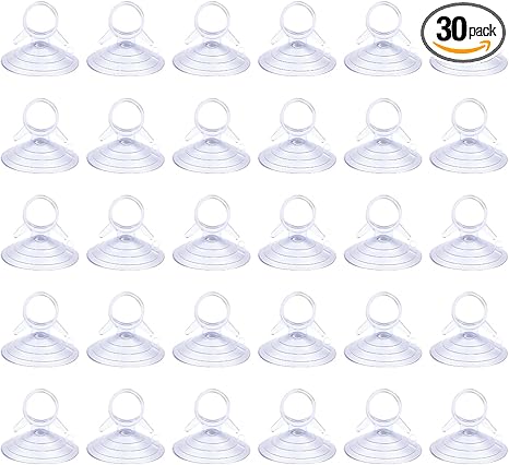 30PCS Car Glass Windshield Sunshade Suction Cups, Powerful Pull Ring Vehicle Window Shade Suction Cups, Multifunction Auto Sun Visor Sucker Hook, Universal for Vehicles (Transparent, 4.5 cm)