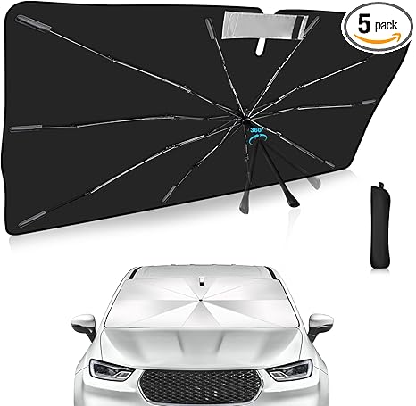2025 Upgrade Windshield Sun Shade Umbrella Custom Fit for Chrysler Pacifica 2017-2025 Foldable UV Protection Car Cover, Emergency Rain Shield & Dashboard Protector - Durable Auto Accessory