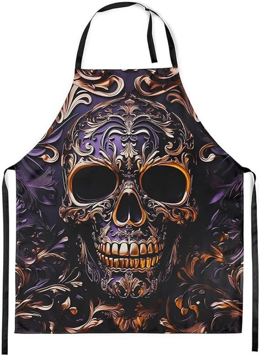 Erosebridal Retro Skeleton Apron for Home Kitchen, Gothic Spooky Bone Kitchen Apron Women