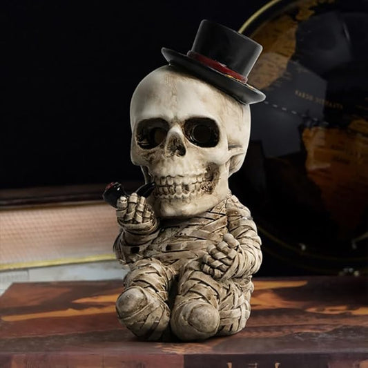 Eforcase Skull Incense Burner Holder Resin Skull Statues Halloween Skull Figurine Gothic Halloween Decorations Indoor Tabletop Decor Halloween Skeleton Incense Burner for Halloween Yoga Office Decor