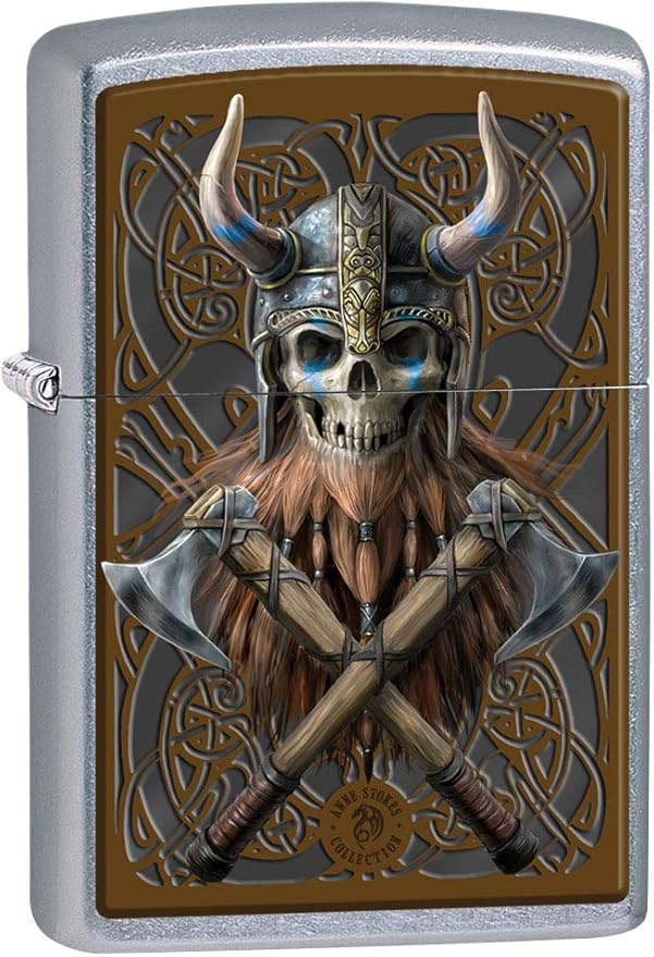 Zippo Lighter: Anne Stokes Viking Warrior Skull - Street Chrome 80886