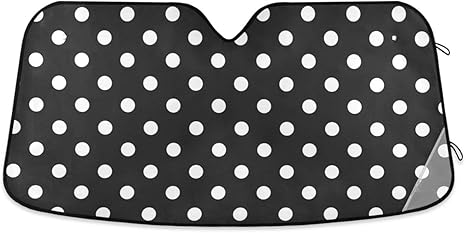 Polka Dot Car Windshield Sunshade Accordion Foldable Front Windshield Sun Shade for Car Truck SUV, 55 x 27.6 Inch