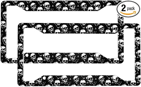 Skull License Plate Frame 2 Pack Accessories Cars Decor 12.3 X 6.3 Inches for Men Women