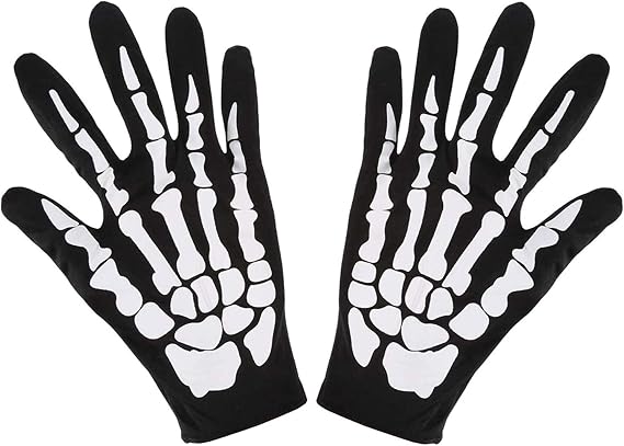 Halloween Skeleton Hand Gloves,Unisex Skull Bone Full Finger Gloves,for Halloween Costume Cosplay Men Women Accessories