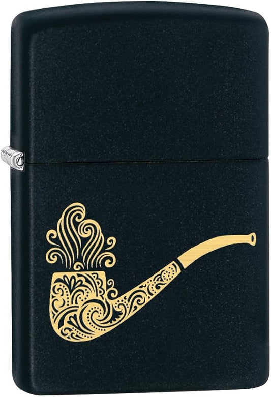 Zippo Lighter: Smoking Pipe Engraved - Black Matte 78543