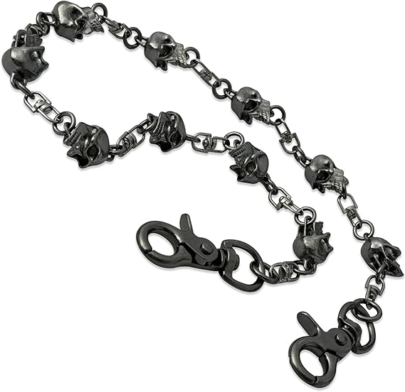 Pants Chain Men,Skull Wallet Chain for Key Jeans Pocket and Trouser Chains（Gunmetal-25.6Inches）