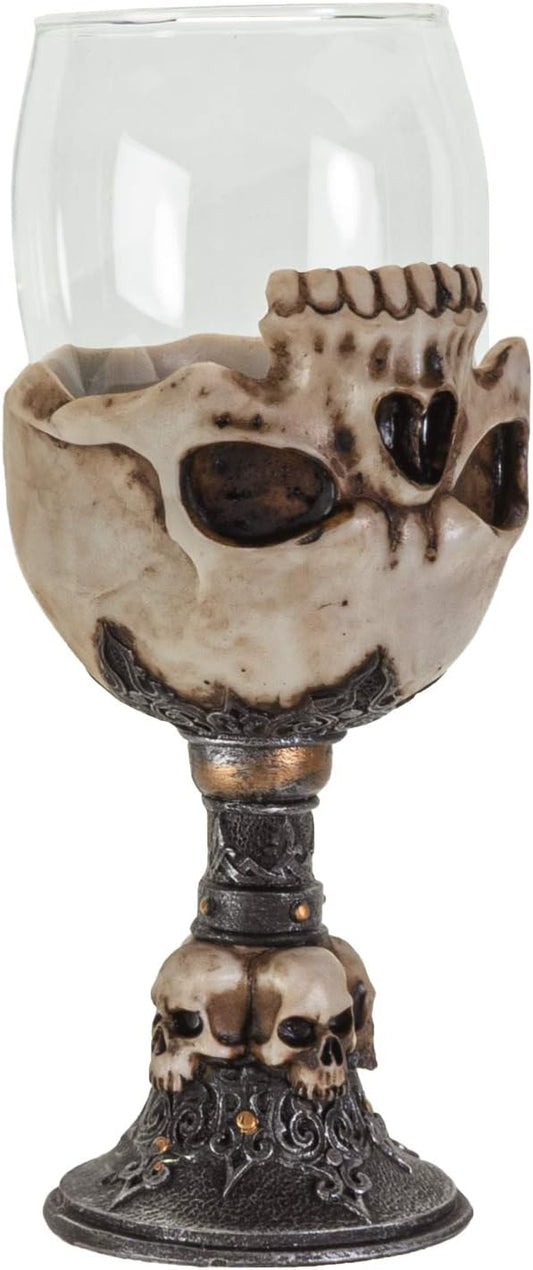 SUMMIT COLLECTION Underworld Upside Down Ossuary Skull Wine Goblet Glass Stemware Sacrificial Ceremonial Skull Wine Chalice Goblet 7 Fl Oz Drinkware