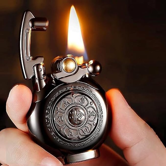 Vintage lighters, Reusable Trench Cool lighters, Suitable for Birthday Gifts for Men's Fathers and Husbands (Free of Butane Gas)