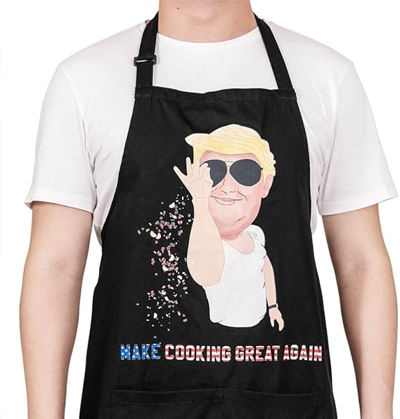 Funny Apron for Men, 100% Cotton Canvas BBQ Aprons with Pockets Adjustable Neck Strap for Grilling, Cooking, Chef, Kitchen, Funny Christmas Gifts for Dad, Husband, Boyfriend, Brother - Black