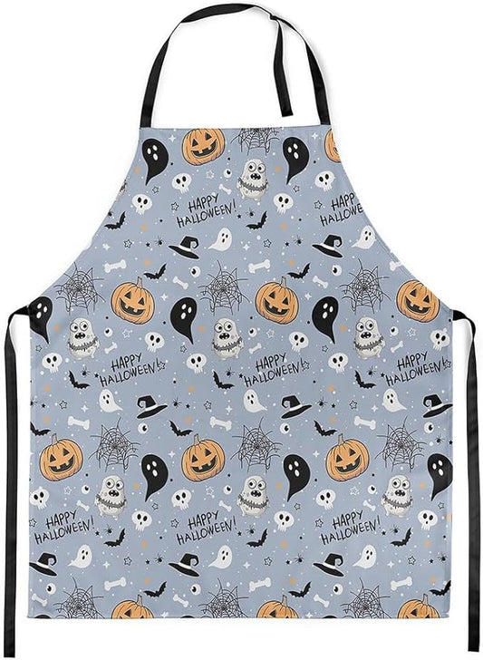Erosebridal Halloween Ghost Apron, Skull & Pumpkin Bat Kitchen Apron