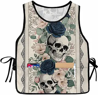Go-thic Halloween Cobbler Aprons with 2 Large Pockets for Men Women, Unisex Smock Apron for Chef Clothing Protector