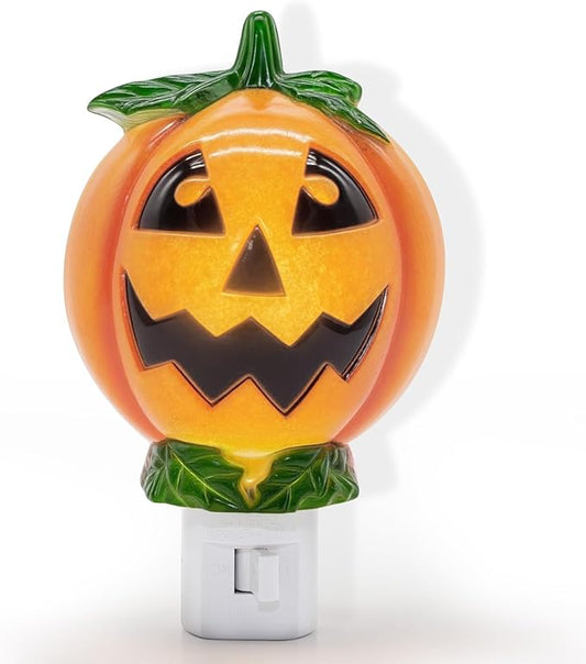 Halloween Night Light, LED Pumpkin Jack O' Lantern Night Light Plug in, Halloween Decorations Indoor for Party Kids Gift with Swivel Plug Halloween Decor