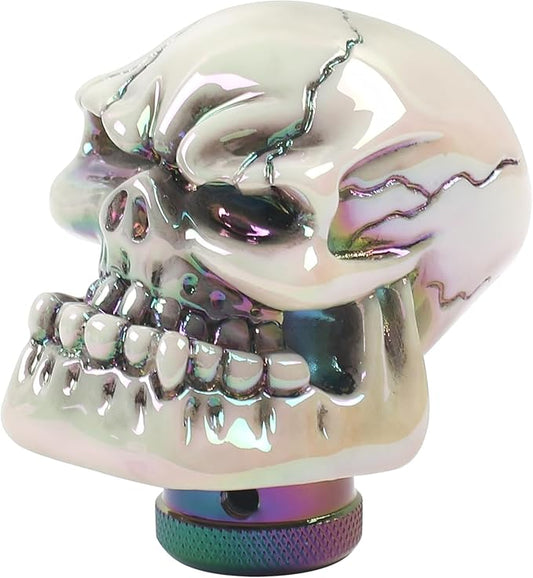 Skull Shift Knob, Custom Premium Shifter Handle, Compatible with Most Manual & Automatic Cars, Trucks and SUVs (White)