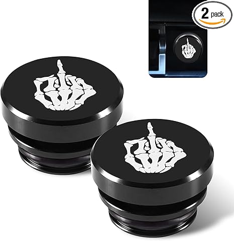 2 PCS Automotive Cigarette Lighter Plug Cap, Dustproof and Waterproof Socket Cap Replacement, Aluminum Cigarette Lighter Cap for Most Cars (Black # Skull)