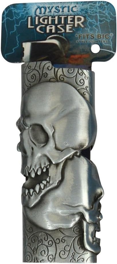 Mystic Metal Lighter Case for BIC Lighters, Lighter Protector - Double Skull