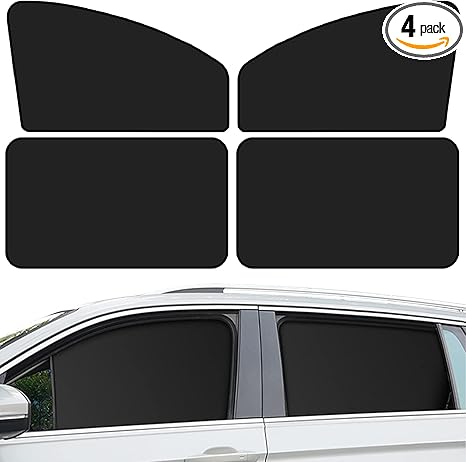 QUICTO Car Window Sun Shades, Universal Interior Accessories - Double-Sided Black (4pcs)