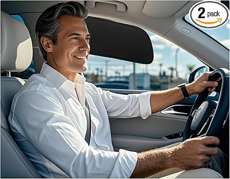2Pcs Car Window Shades for Side Window,Removable Side Automotive Window Sunshades,Static Cling Window Sunshine Blocker Visor Sunshade Extender,Passenger/Driver Window Sun Shade