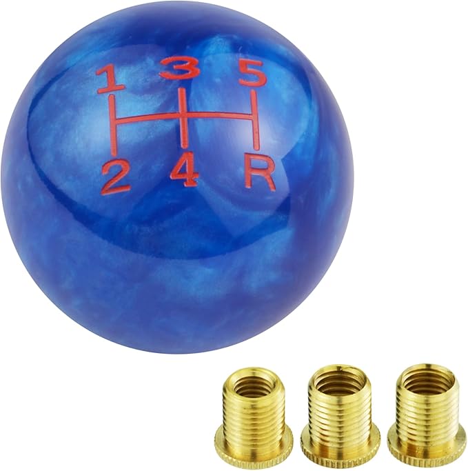 Arenbel 5 Speed Ball Shifter Knobs Racing Gear Lever Car Shift Stick Handle Replacement Fit Most Automatic Manual Vehicles, Blue