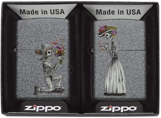 Zippo Skeleton Flowers Iron Stone Gift Set Pocket Lighters, One Size (ZO28987)