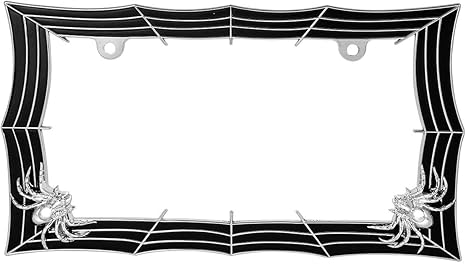 GG Grand General 60468 Chrome and Black Spider Web Style License Plate Frame w/2 Holes