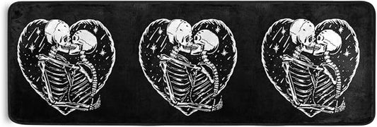 ALAZA Skull Skeleton Love Heart Black Runner Area Rug Non Slip Floor Mat for Hallway Entryway Living Room Bedroom Dorm Home Decor 72x24 inches