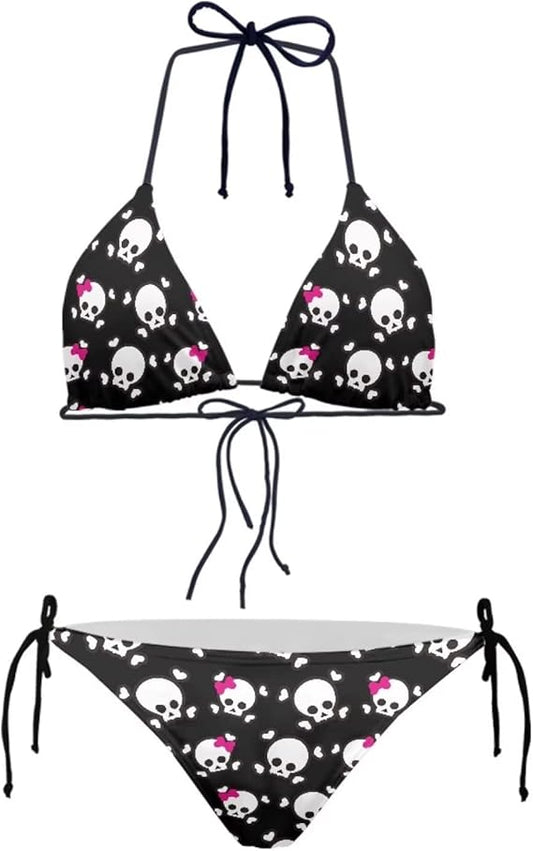 Women's High Waist Halter Bikini Set Two Piece Swimsuits String Triangle Bikini Sets