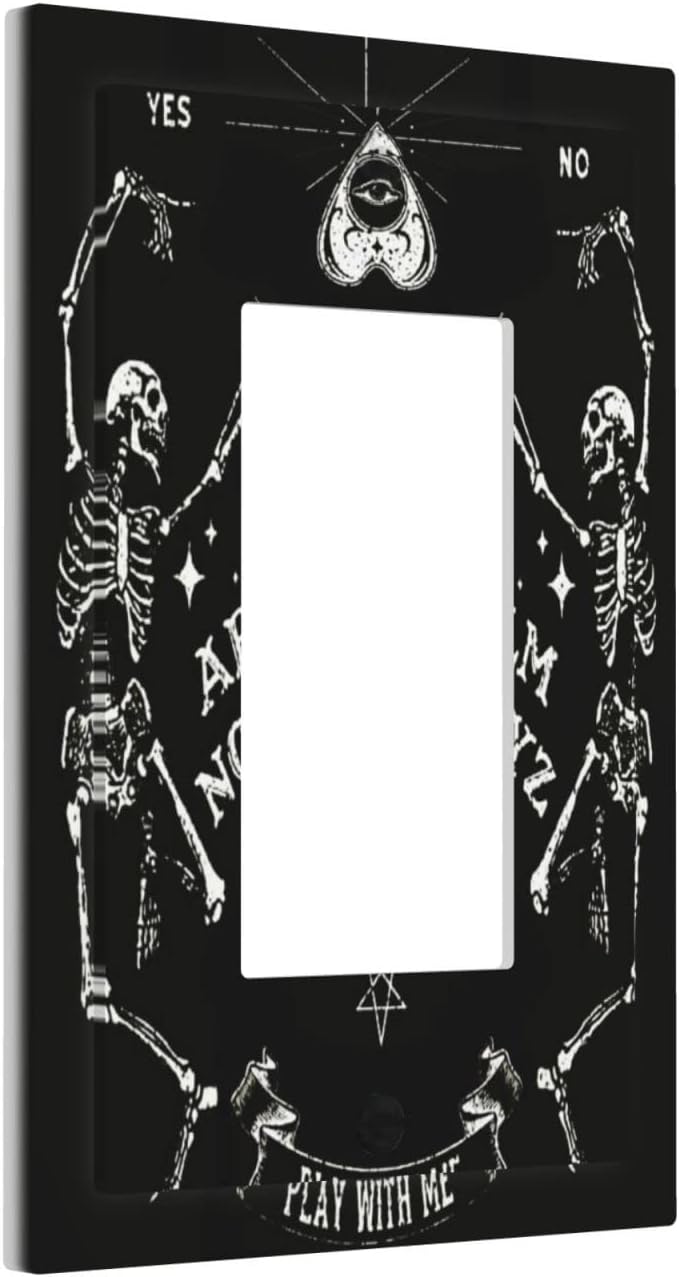 Black Witchy Ouija Goth Gothic Skeleton Skull 1-Gang Decora GFCI Device Decora Wallplate Single Receptacle Decorator Outlet Light Switch Cover Dimmer Horror Spooky Halloween Faceplate Decoration