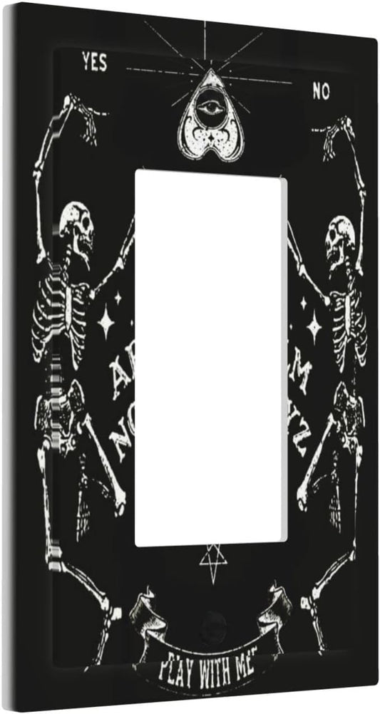 Black Witchy Ouija Goth Gothic Skeleton Skull 1-Gang Decora GFCI Device Decora Wallplate Single Receptacle Decorator Outlet Light Switch Cover Dimmer Horror Spooky Halloween Faceplate Decoration
