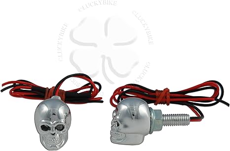 Blue Chrome Skull LED License Plate Bolts Accent Light Fastener Motorcycle Tag