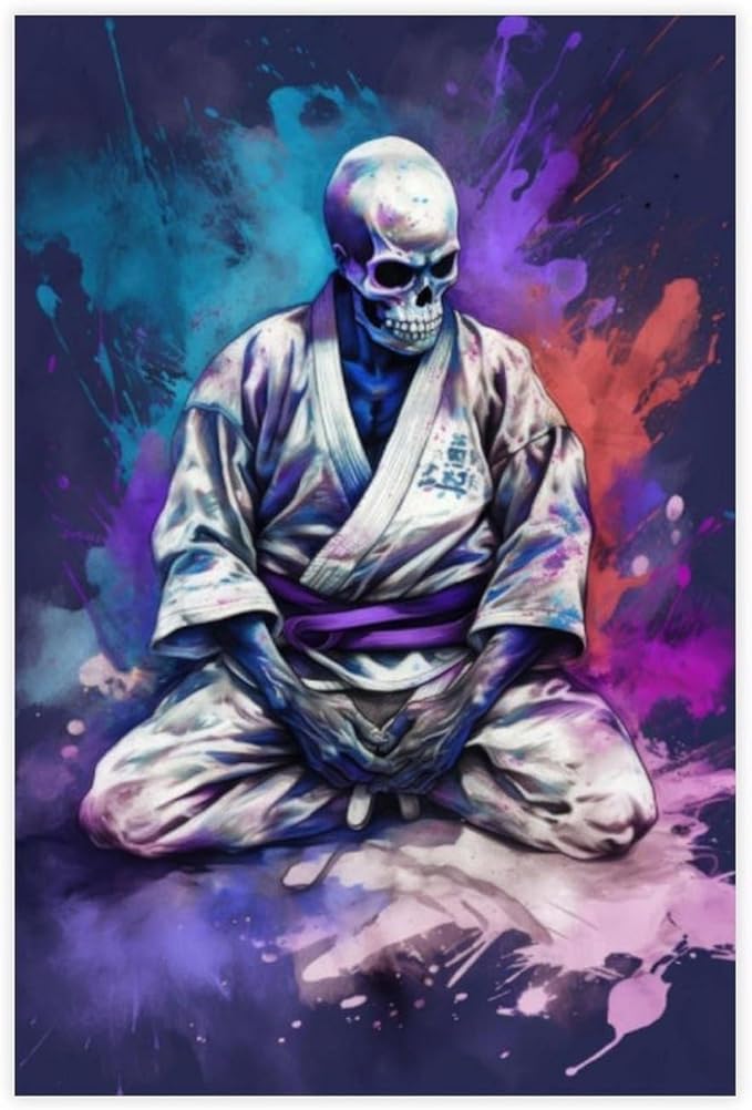 TREKAGF Brazilian Skulls Jiu-Jitsu Wrestling Art Poster Canvas Poster Bedroom Decor Landscape Office Room Decor Gift 12x18inch(30x45cm)