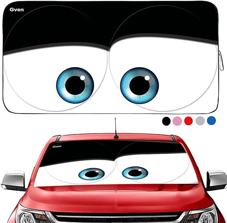 Gven- Windshield Sun Shade Windshield Cover Original Patented Car Eyes Automotive Interior Sun Protection Front Windshield Sun Visor Protector Blocks UV Rays Keep Your Vehicle Cool (Black, S)